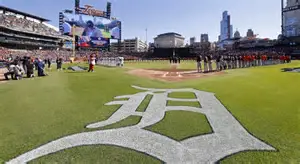 Angled view of Comerica Park